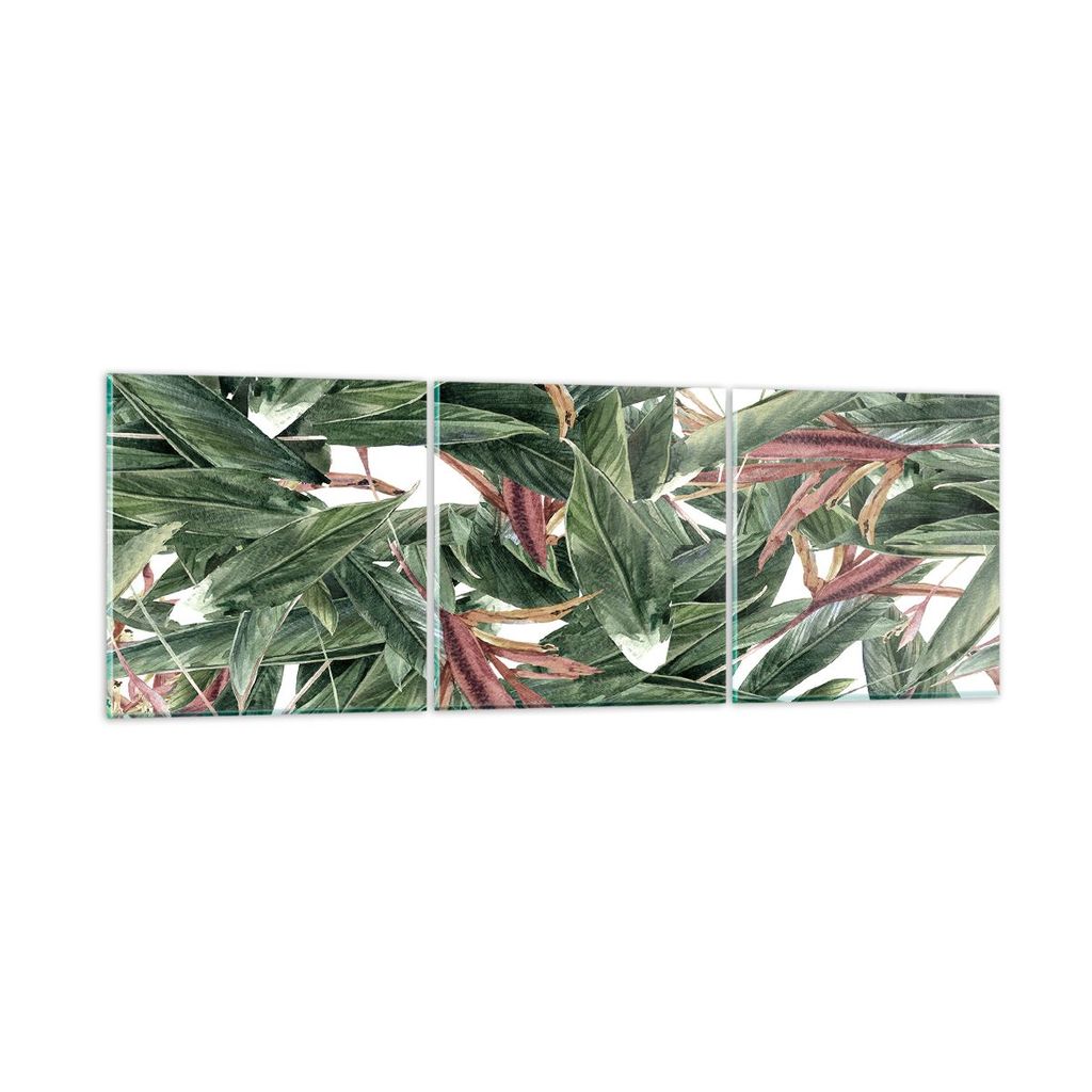 Bilder auf glas - Pflanze Blatt Blume - 150x50cm - Glasbilder - Wandbilder - Kunstdruck - zum Aufhängen bereit - Wanddekoration aus Glas - Glas Bi...