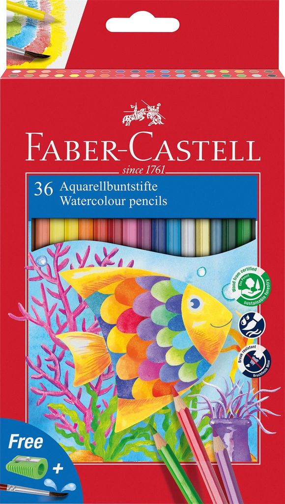 FABER-CASTELL Buntstift Kinder Aquarell 36erKartonetui