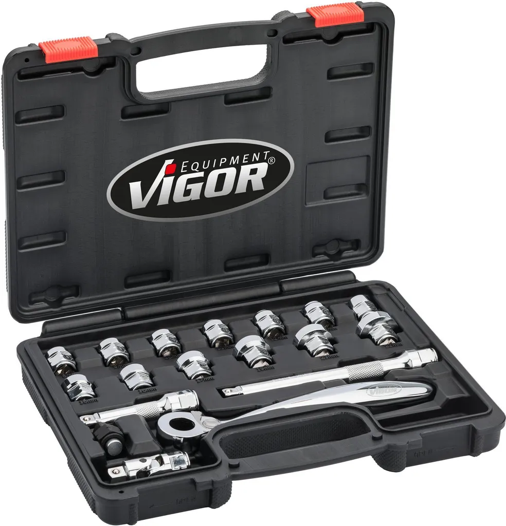 Coffret VIGOR Super-Flach 24 pièces : Douilles 1/2 profil bas compactes