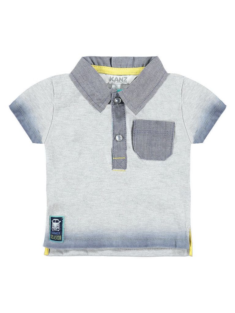 Kanz Poloshirt für Babys in der Farbe Grau mit einer Tasche auf der linken Brust