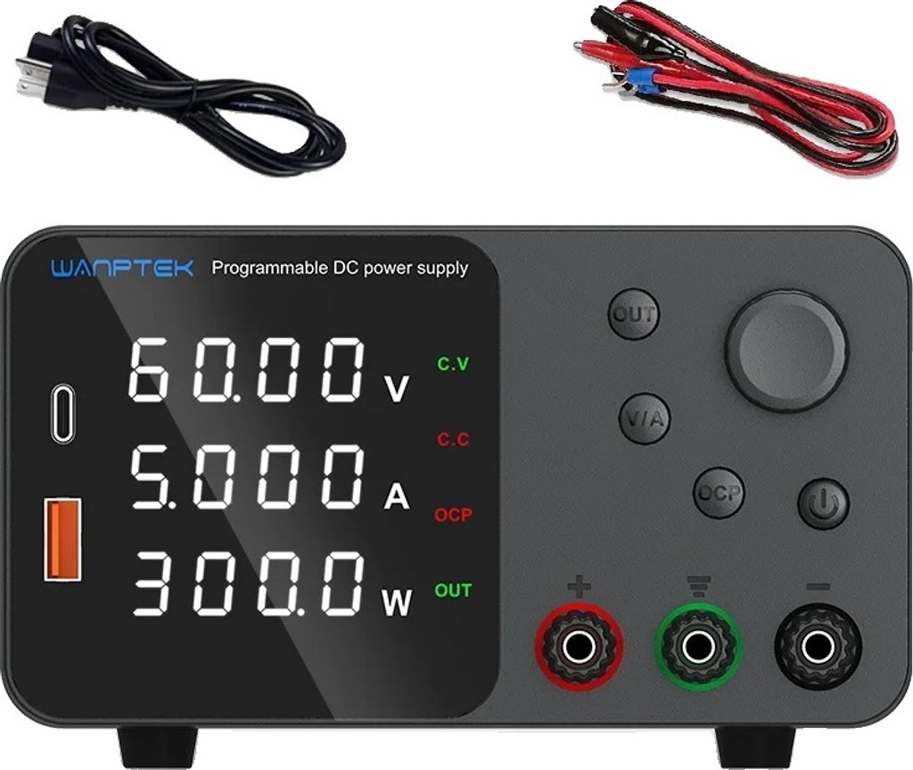 WANPTEK DC-Netzteil, 300W Ausgangsleistung, Spannungsbereich 060V, TPS605 Schwarz