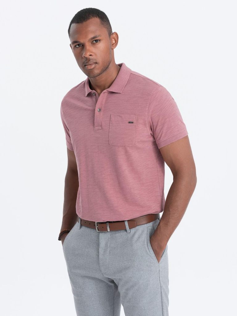 Ombre Clothing Pánske tričko s golierom Ballasbiny tmavo Obrázok produktu 