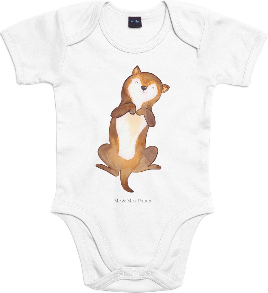 Mr. & Mrs. Panda Strampler Baby Hund Streicheln 1. - 3. Monat - Heather Grey - Geschenk, overall, Sprüche, Bauch, Einteiler, Süß, Babybody, Nied...