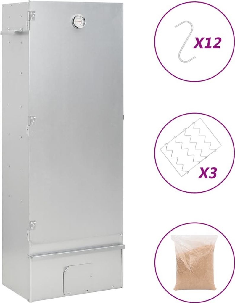 vidaXL Fumoir avec copeaux de bois 44,5x29x110 cm Acier Image du produit 