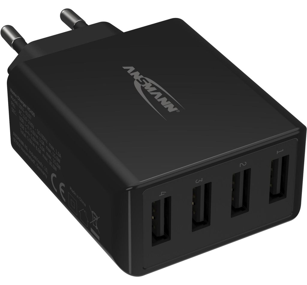 Cargador de pared Ansmann HC430, 4 puertos USB, 3000mA, Imagen del producto 