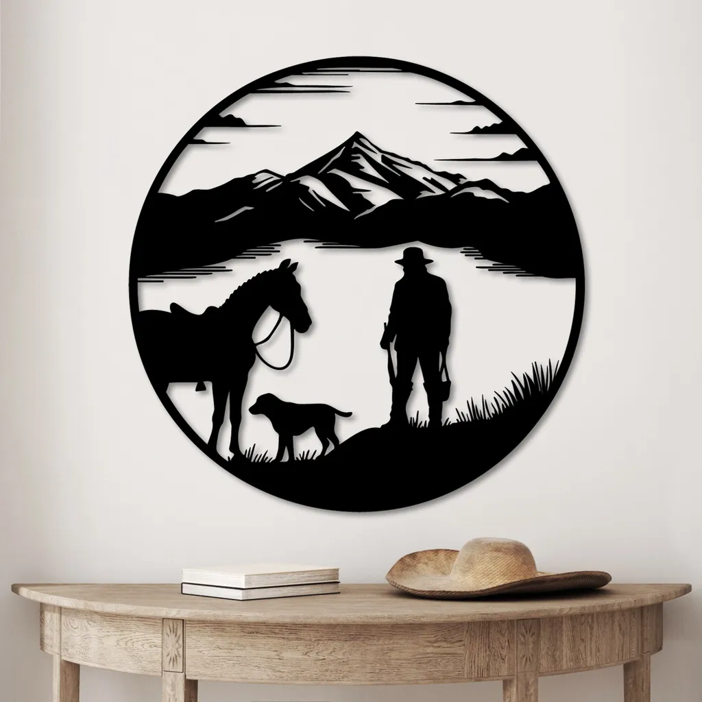 Decorazione Wallity Hunter on Lake Metallo 53x53 Design Industriale