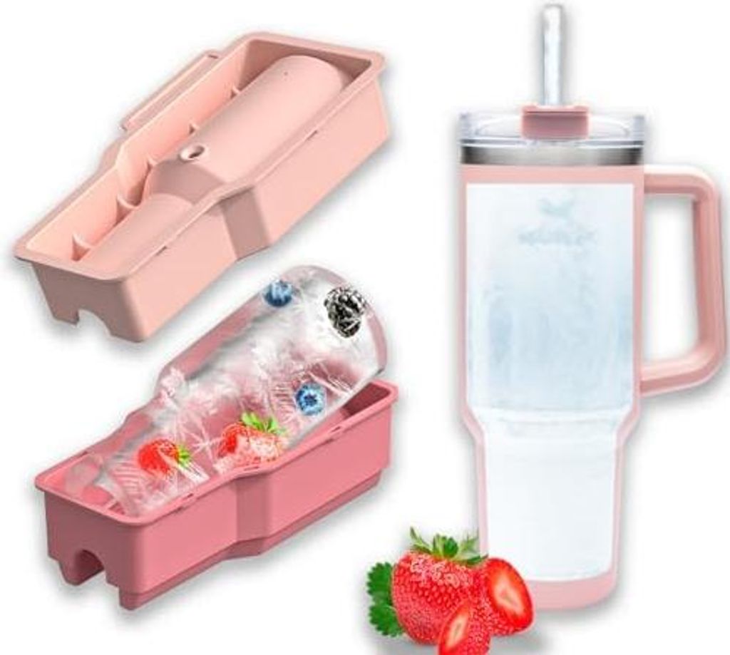 Eiswürfelform für 1,2 l Becher, 1 Stück Stanley Eiswürfelform aus Silikon, hohler Zylinder, Eisform mit Deckel und Behälter für Gefrierschran...