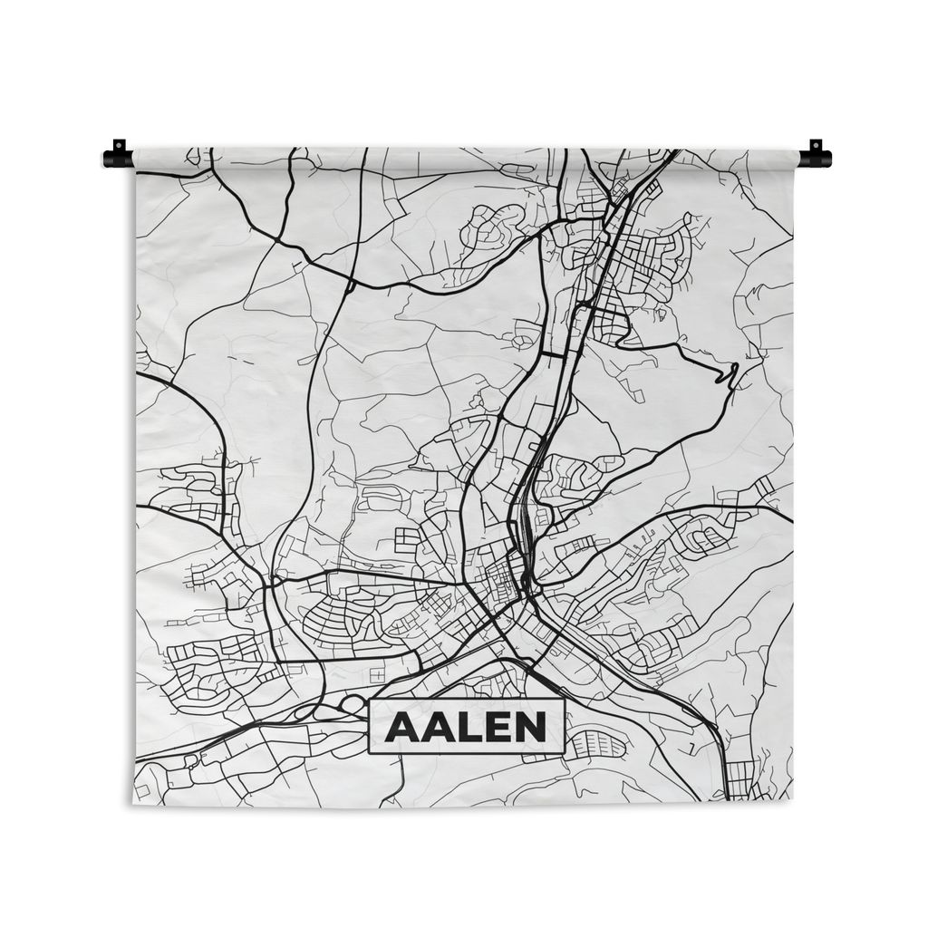 MuchoWow Wandteppich Wandbehang Aalen - Stadtplan - Karte 120x120 cm Tapisserie Dekoration Wandtuch - Modern - Baumwollgewebe