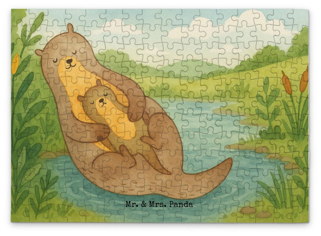 Mr. & Mrs. Panda Puzzle Otter Kind Design 192 Teile - Weiß - Geschenk, Baby, 1000, Puzzlespiel, Familie, Legespiel, Mutter, 500, Mama, 2000, Sohn