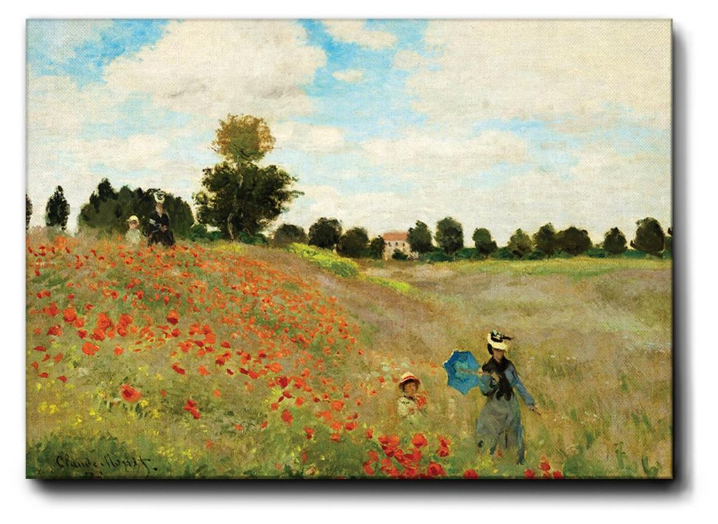 Giallobus - Mohnfeld 2 - Claude Monet - 140L x 100B cm - Bild - Premium Loom Canvas mit hoher Dicke