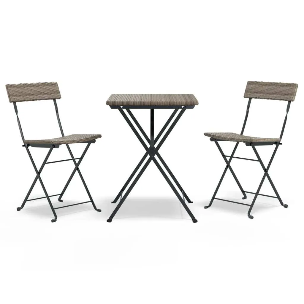 Offerta Set Bistrot 3 Pz Grigio Poly Rattan Pieghevole Economico