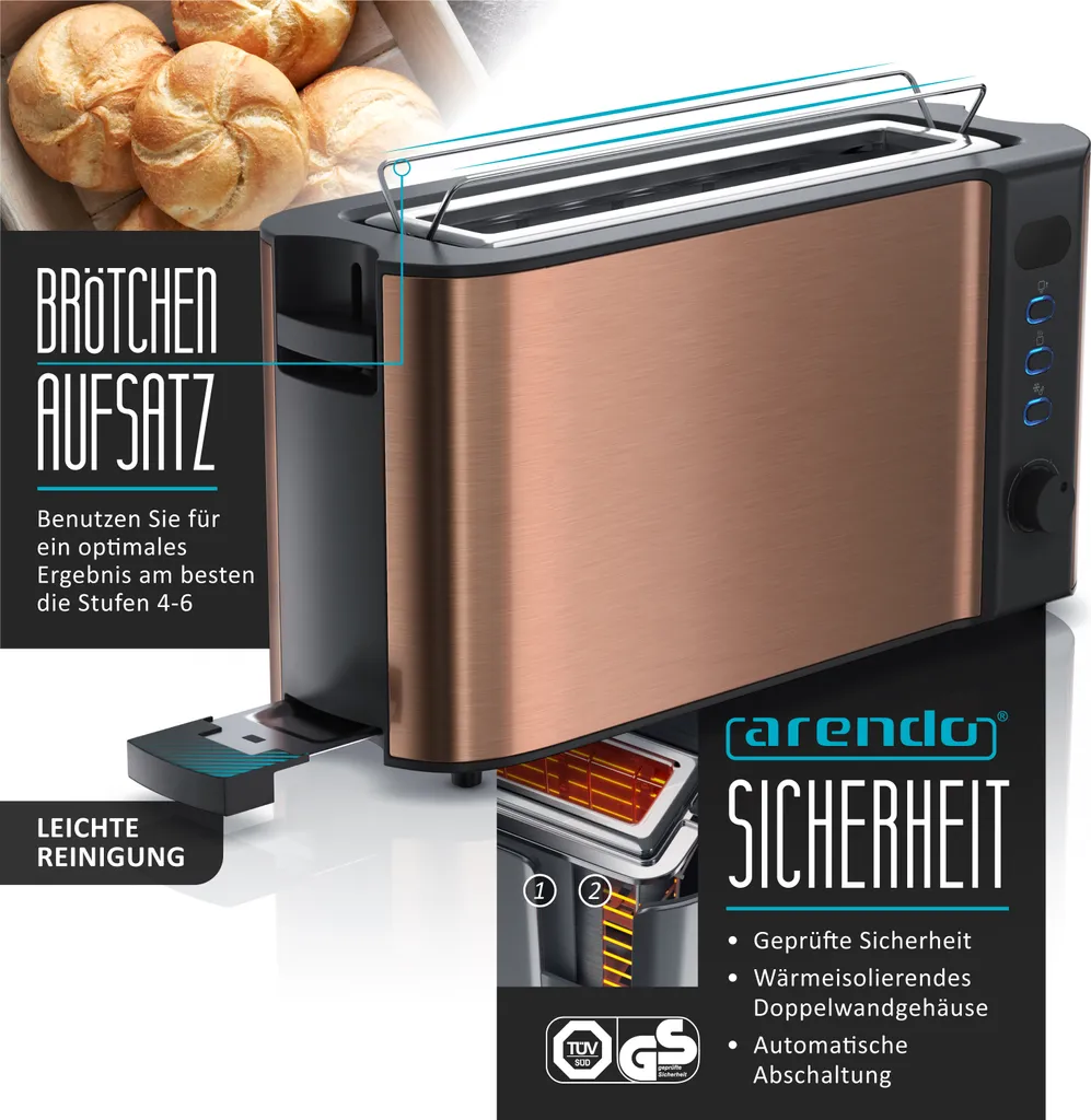 Set Colazione Arendo Rame: Bollitore Termoregolabile e Tostapane Design - 5