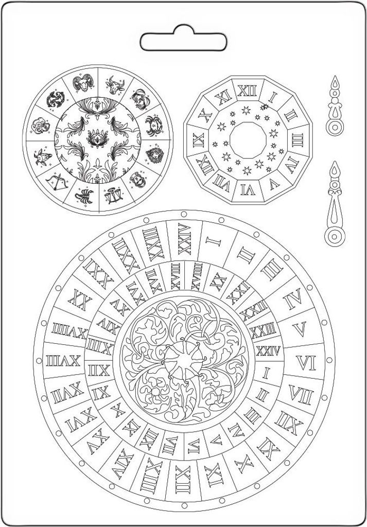 STAMPERIA A5 flexible Relief-Gießform aus Kunststoff Form für Pasten, Venice Clocks