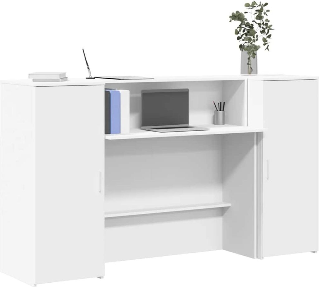 "im Angebot" Empfangstresen Arbeitstisch - für 1 Person - Weiß 180x50x103,5 cm Holzwerkstoff - PC Tisch CC11815