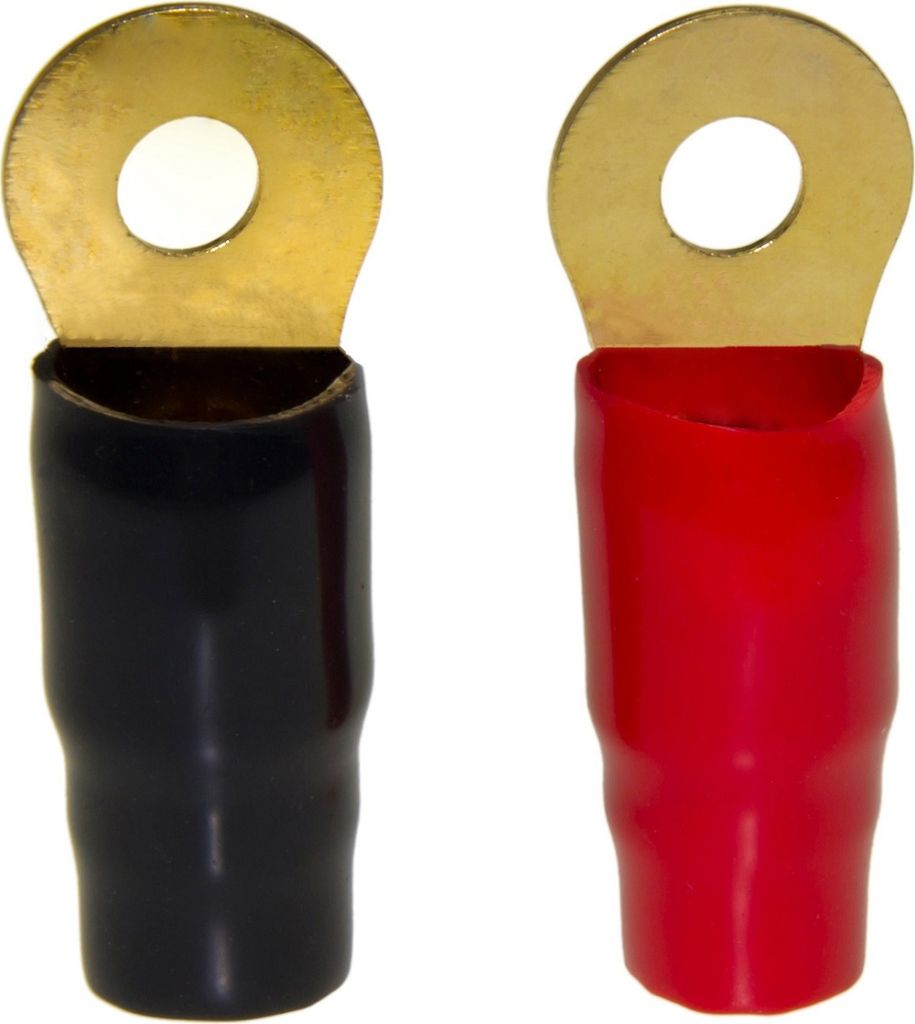 2 x Ring Terminal Kabelschuh Elektro rot schwarz lötlos Set passend für 0AWG Gauge Kabel