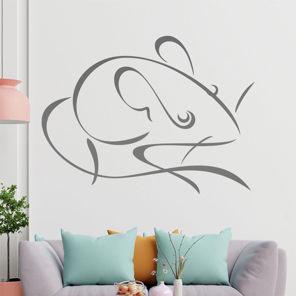 Maus Linien Wandtattoo in 6 Größen - Wandaufkleber Wall Sticker - Dekoration, Küche, Wohnzimmer, Schlafzimmer, Badezimmer