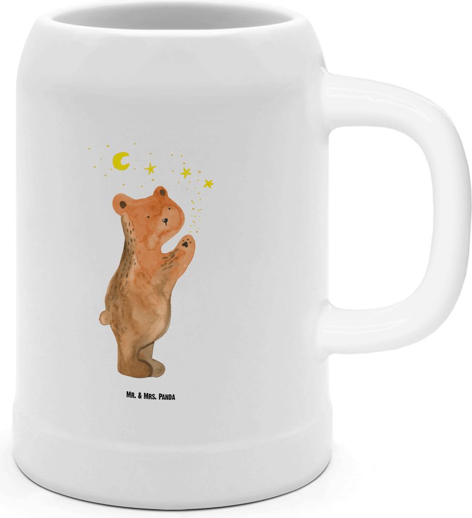 Mr. & Mrs. Panda Bier Seidel Verliebter Bär - Weiß - Geschenk, Verliebte, Spruch, Steingutkrug, Humpen, Steinkrug, Partner, To The Moon And Back,...