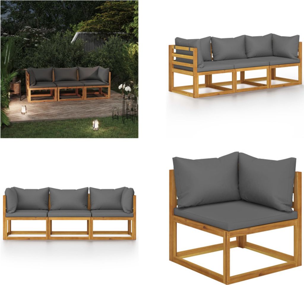vidaXL 3 Sitzer Gartensofa mit Auflage Akazie Massivholz - Gartensofa - Gartensofas - Holz Gartensofa - Holz Gartensofas