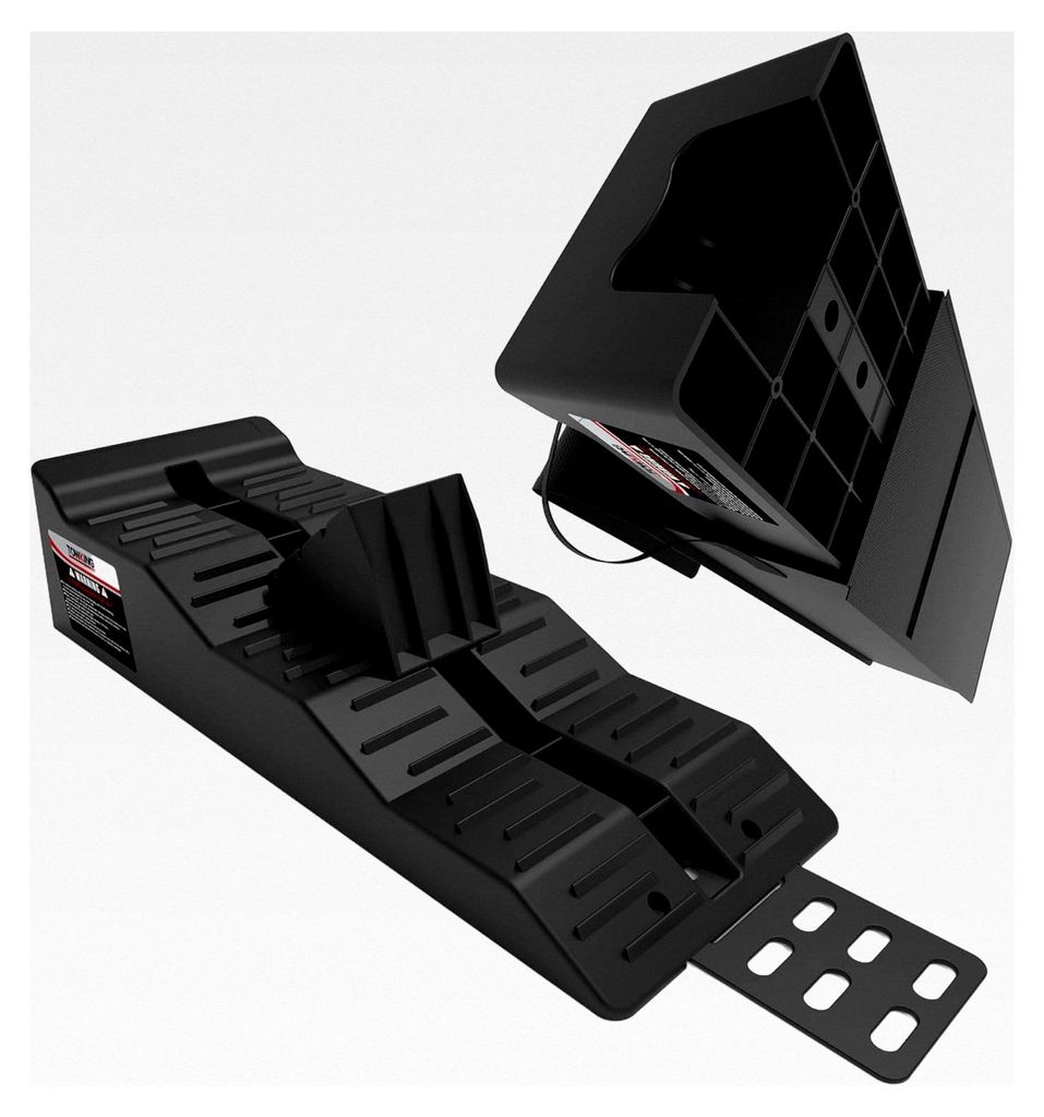 Auffahrkeile für Wohnmobile - 2 Stück/1 Set, maximale Tragfähigkeit bis zu 10 Tonnen - für Wohnwagen, Wohnmobile und Anhänger (Schwarz)