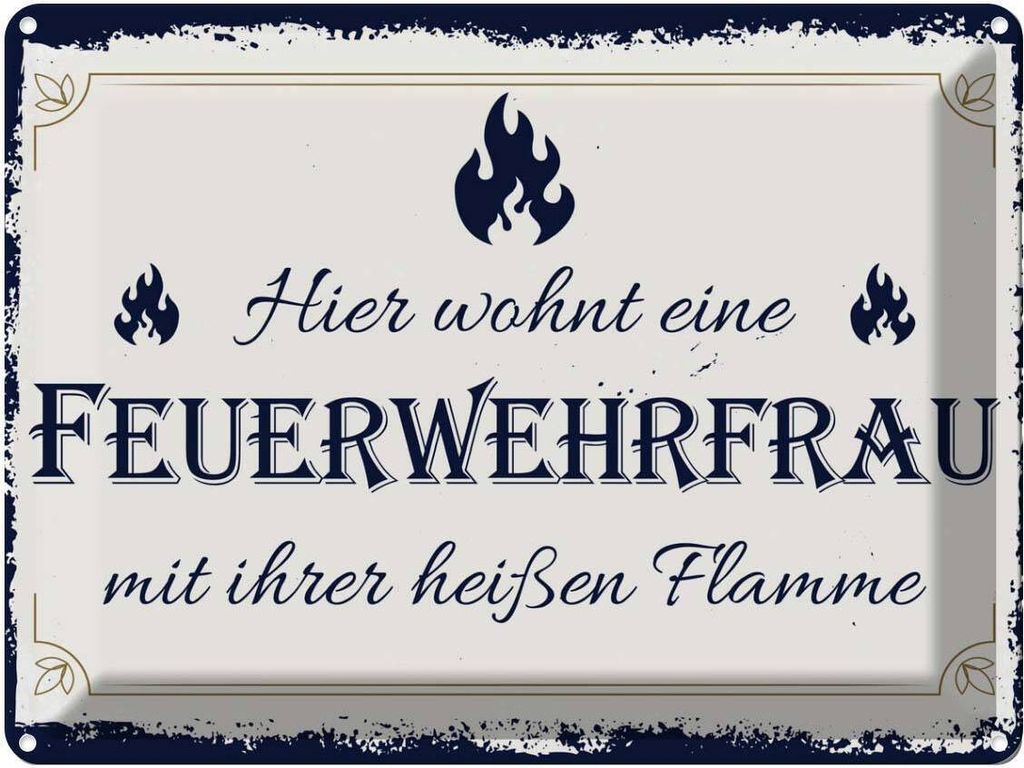 vianmo Blechschild 30x40 cm Hier wohnt eine Feuerwehrfrau Beruf Arbeit