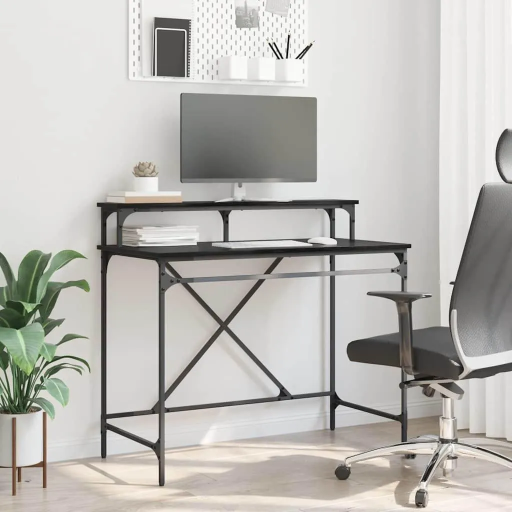 SYFAX™ Scrivania Computer 100x50x90 cm Nero: Legno Multistrato Moderno - 3