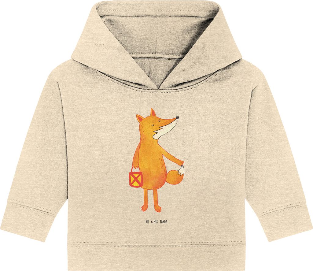Mr. & Mrs. Panda Organic Baby Hoodie Fuchs Laterne 24. - 36. Monat - Natural Raw - Geschenk, Selbstbewusst, Sankt Martin, Kapuzensweatshirt, Kapuze...