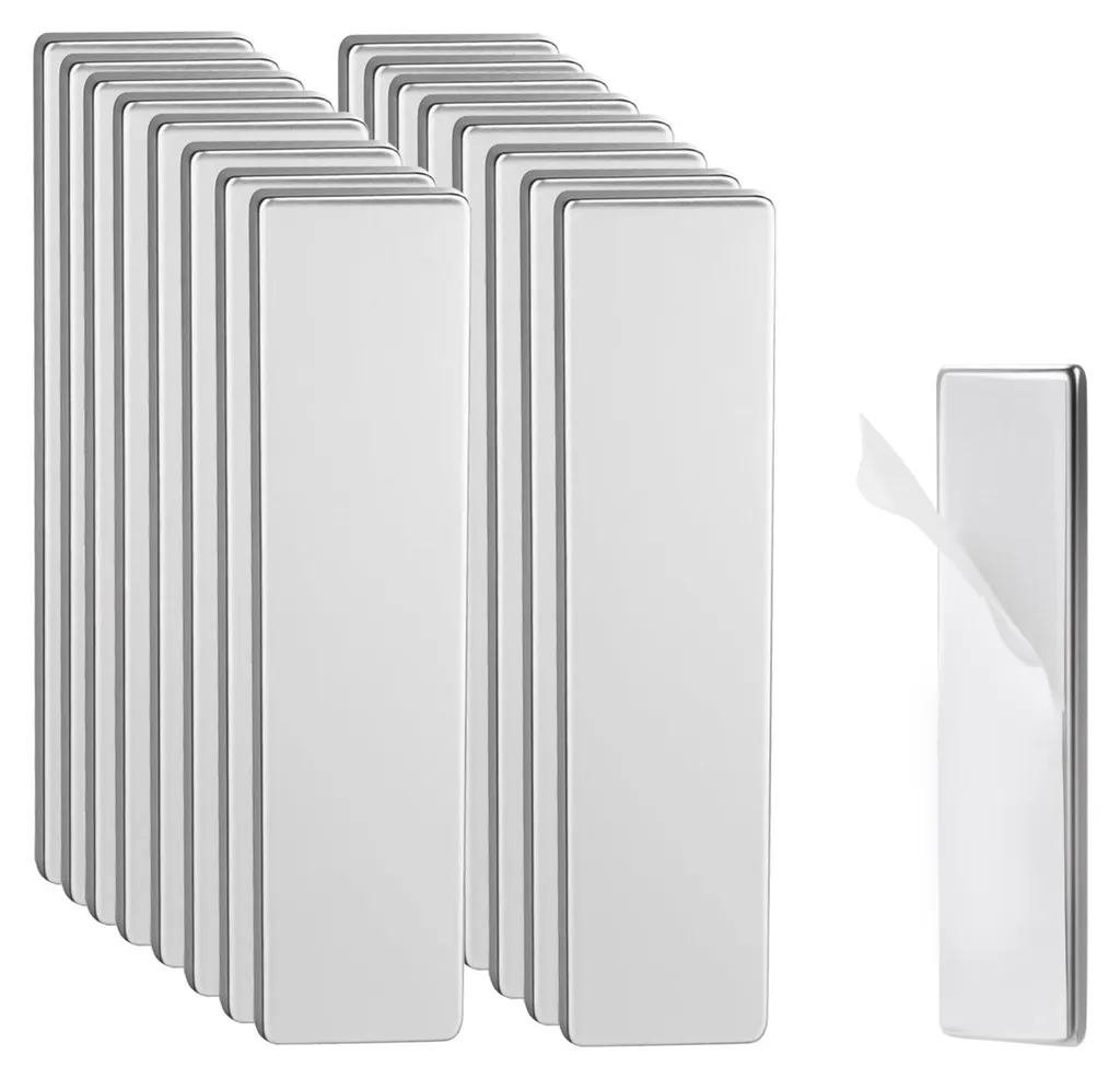 Fixation Sans Percer : 16 Aimants Néodyme Plats Autocollants 40x10x2 mm