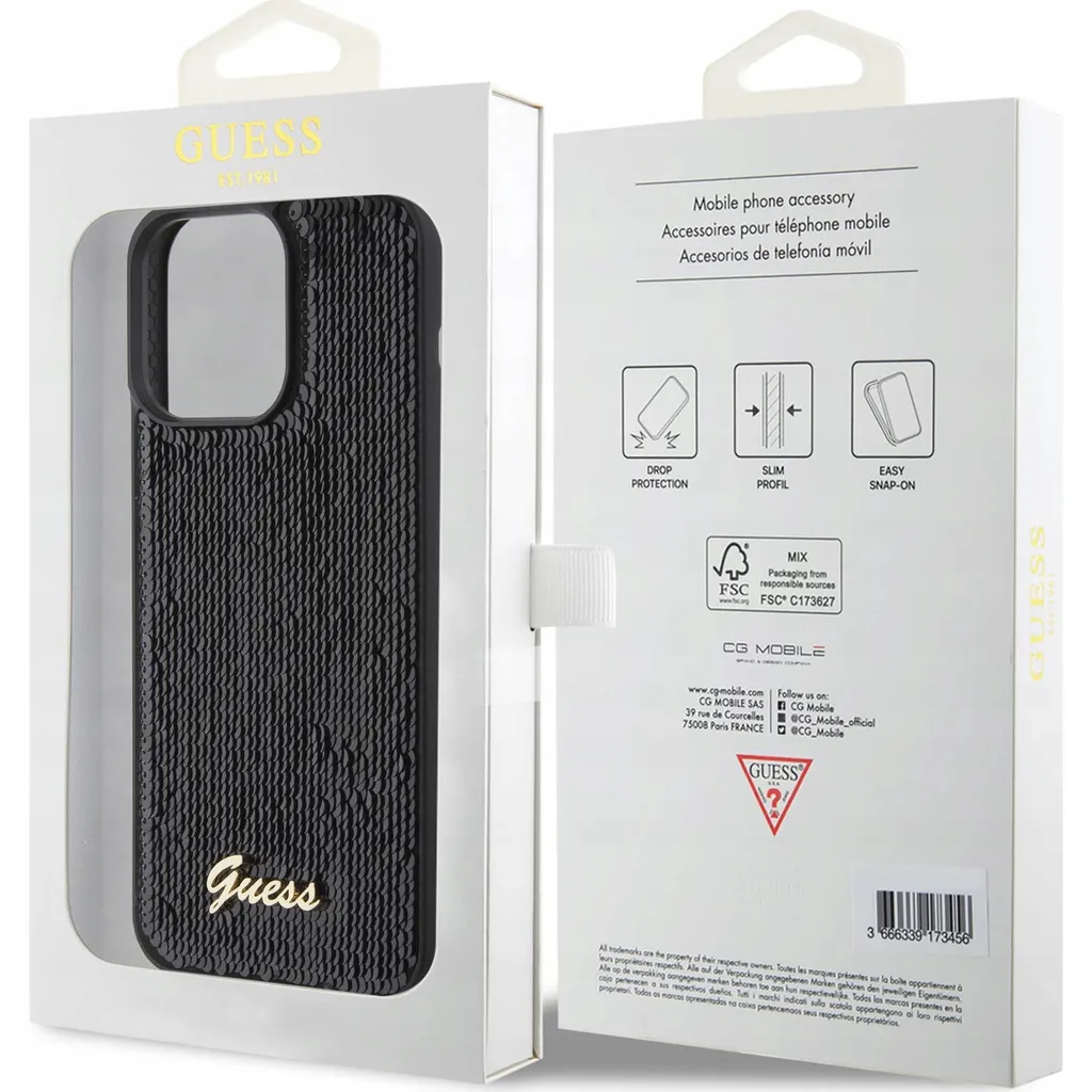 Custodia Guess iPhone 15 Pro Max Sequin Script - Nero Scintillante - 10