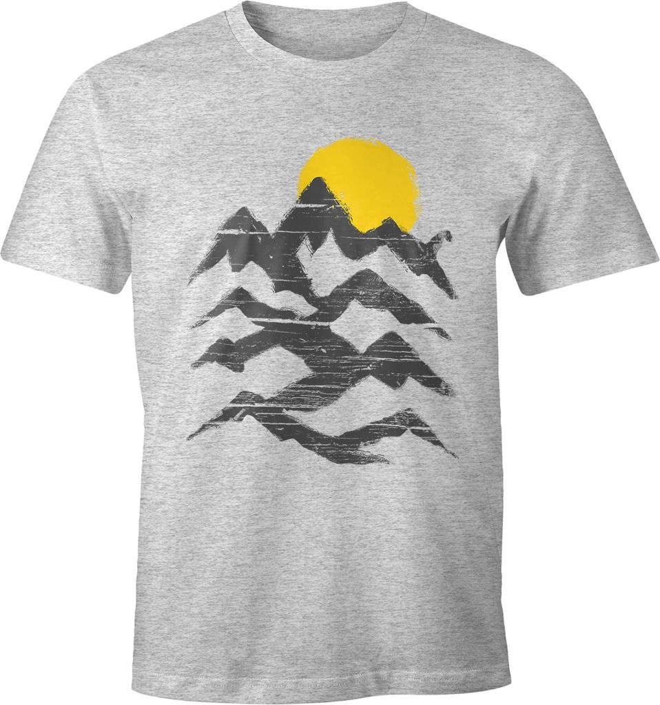 Wandern Herren T-Shirt Berge Sonnenaufgang Moonworks grau-meliert S