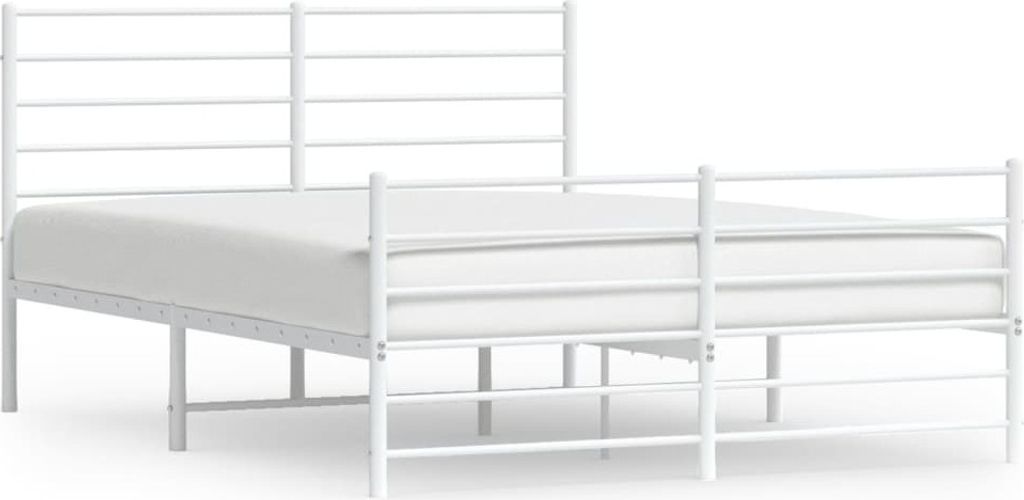 Metalowa Rama Łóżka Z Wezgłowiem I Zanóżkiem, Biała, Zdjęcie produktu 