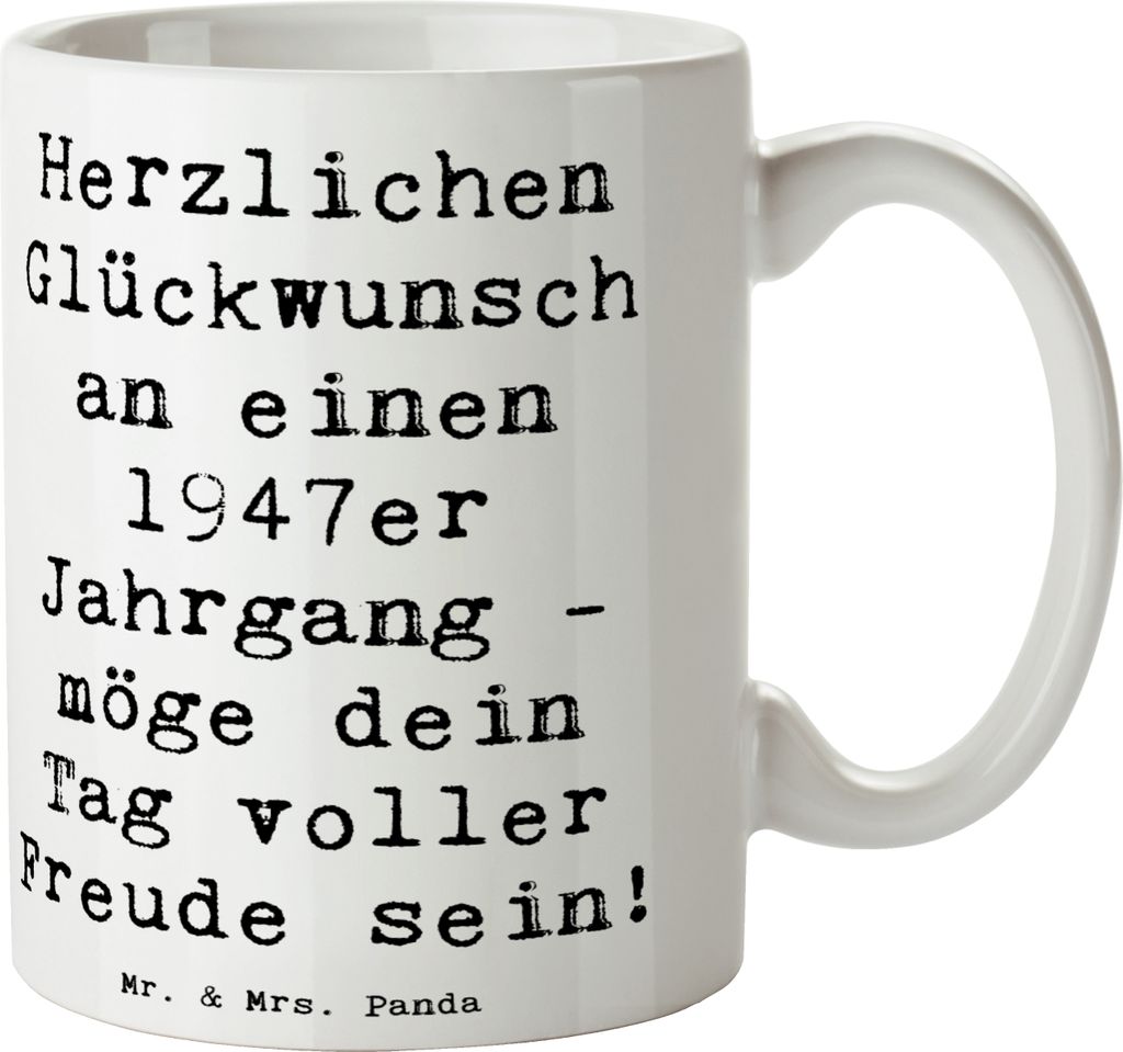 Mr. & Mrs. Panda Kaffeetasse Spruch 1947 Geburtstag - Weiß - Geschenk, Geburtstagsgeschenk, Kaffeepott, Jahrgang, Alter, Glückwünsche, Teetasse,...