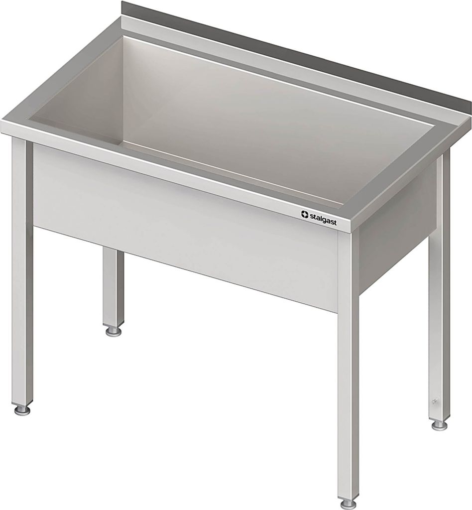 Topfspüle mit einem Becken, 600x700x850 mm, 300 mm Beckenhöhe, mit Aufkantung, verschweißt