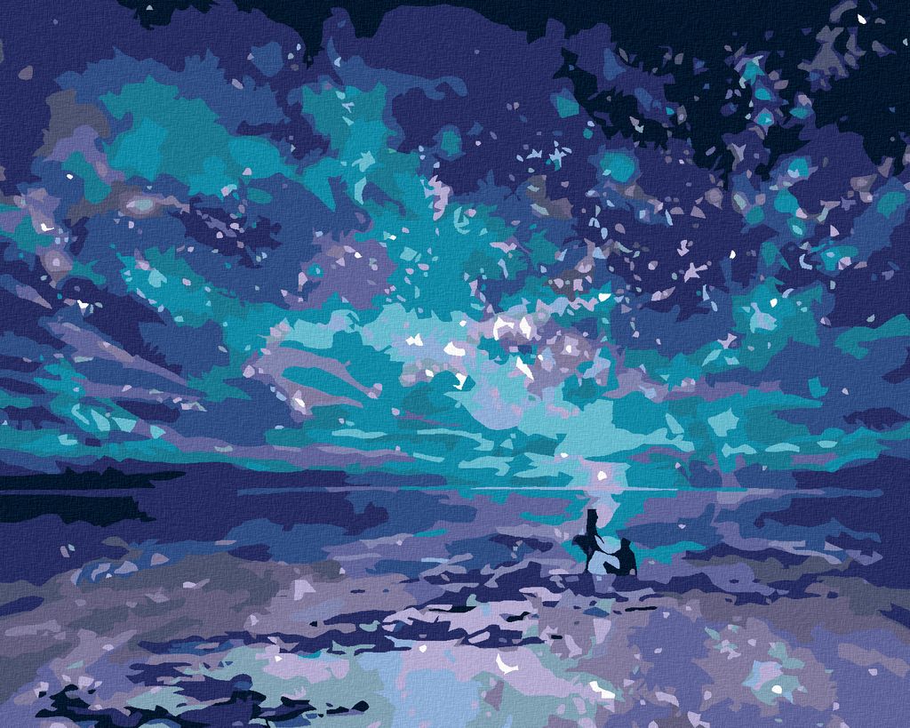 Zuty - Malen nach Zahlen - BLAUES POLARLICHT, 40x50 cm, ohne Keilrahmen