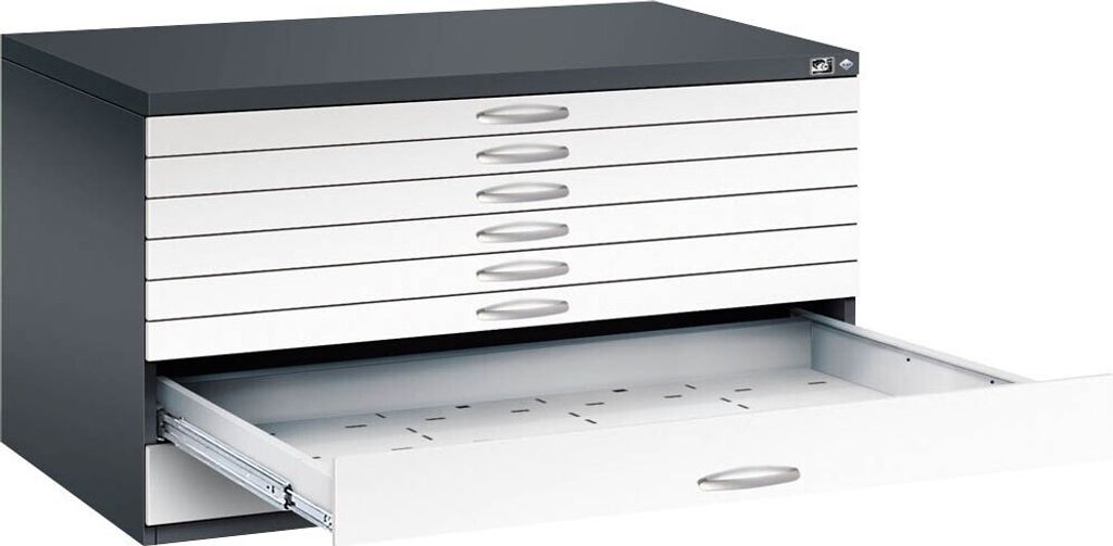 CP 7200 Planschrank schwarzgrau, verkehrsweiß 8 Schubladen 135,0 x 96,0 x 76,0 cm