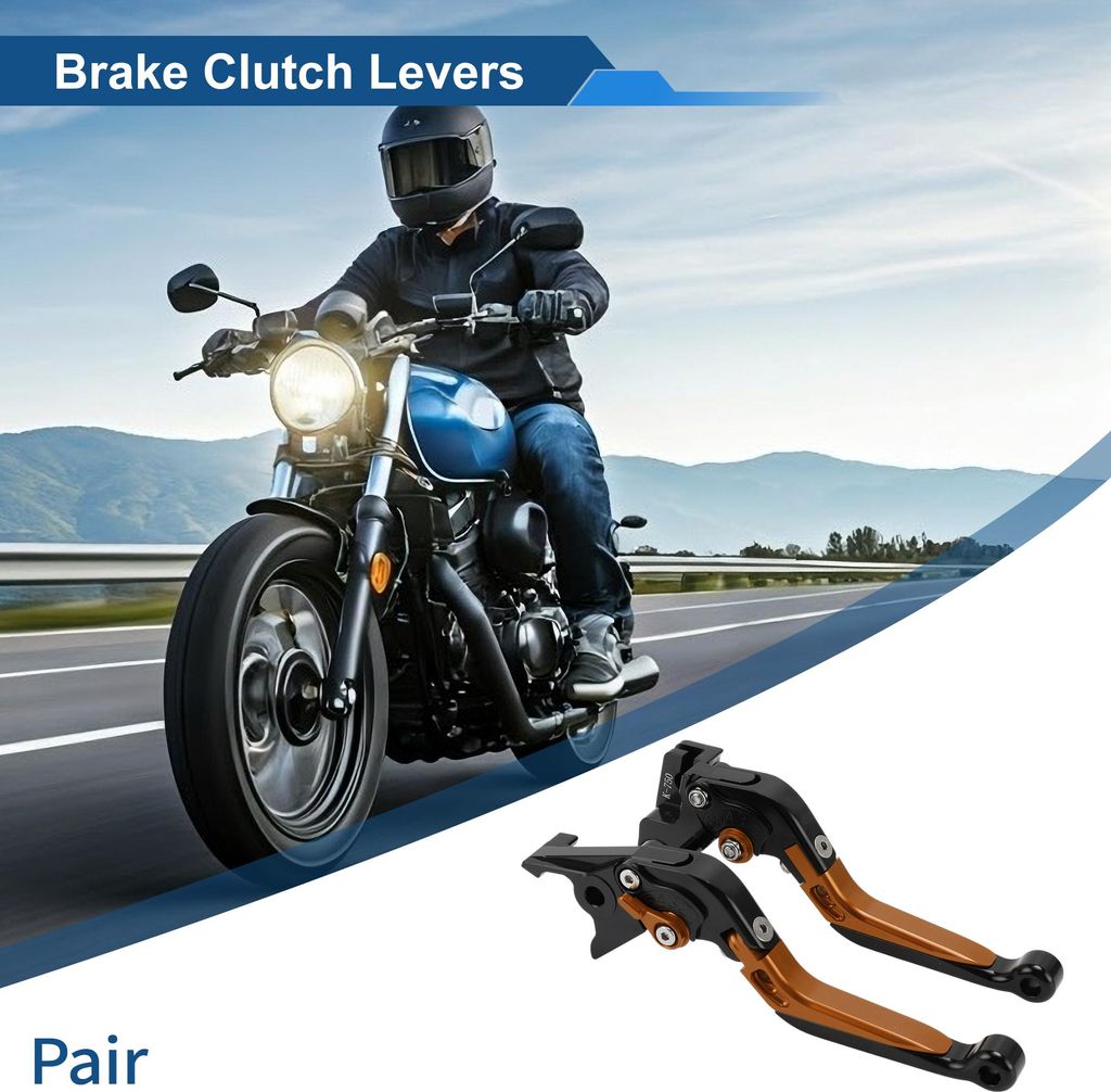 Kurze Lange Brems- und Kupplungshebel für Kawasaki Vulcan S 650 2015-2023 Verstellbare Motorrad Lenker Bremshebel Aluminiumlegierung Schwarzer Kop...