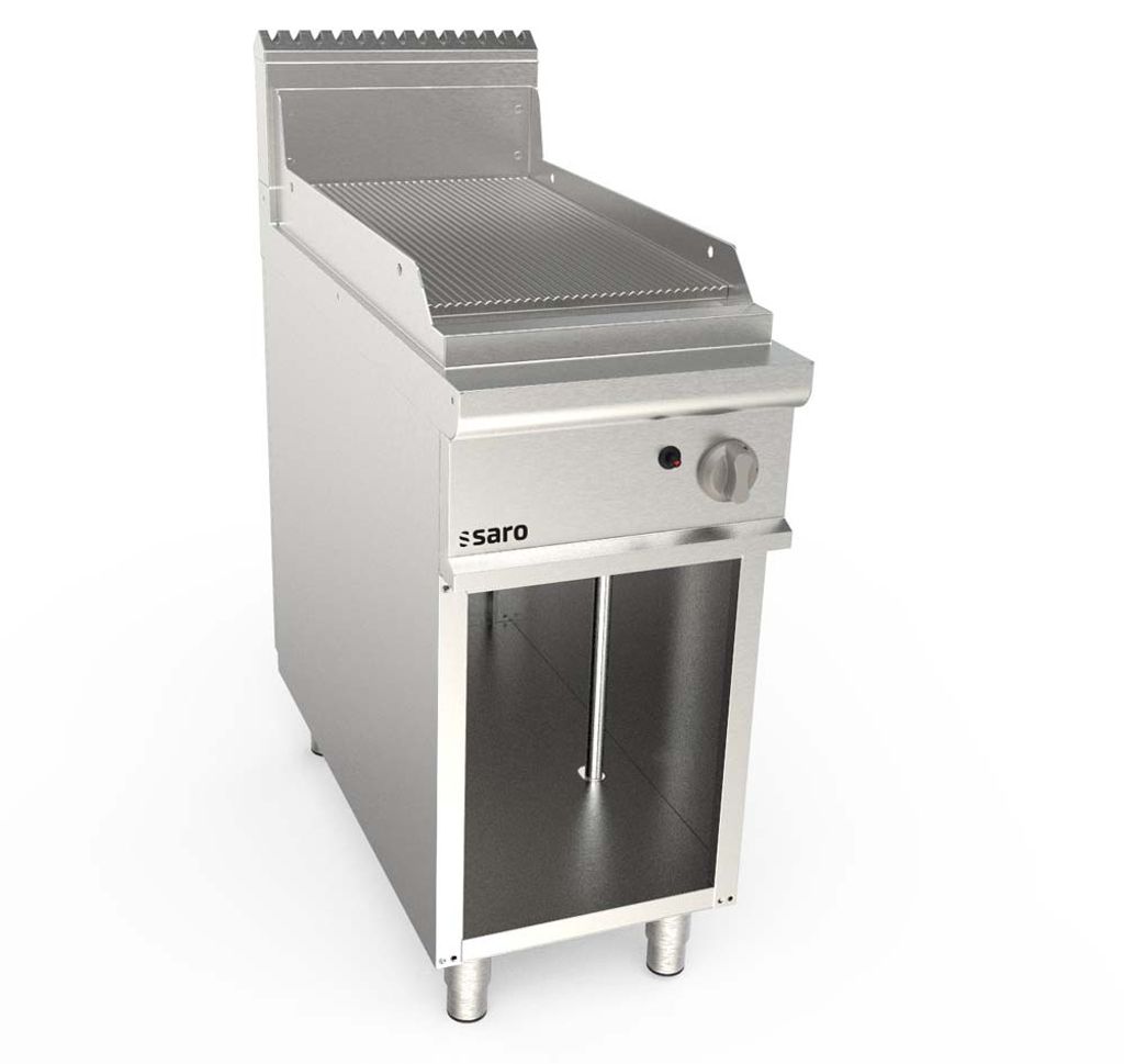 SARO Gasgriddleplatte 400 mm breit Standgerät gerillt Modell LQ / FTG2BAR