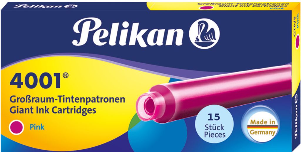 15 Pelikan Großraum Tintenpatronen 4001 / Füllerpatronen / Farbe: pink
