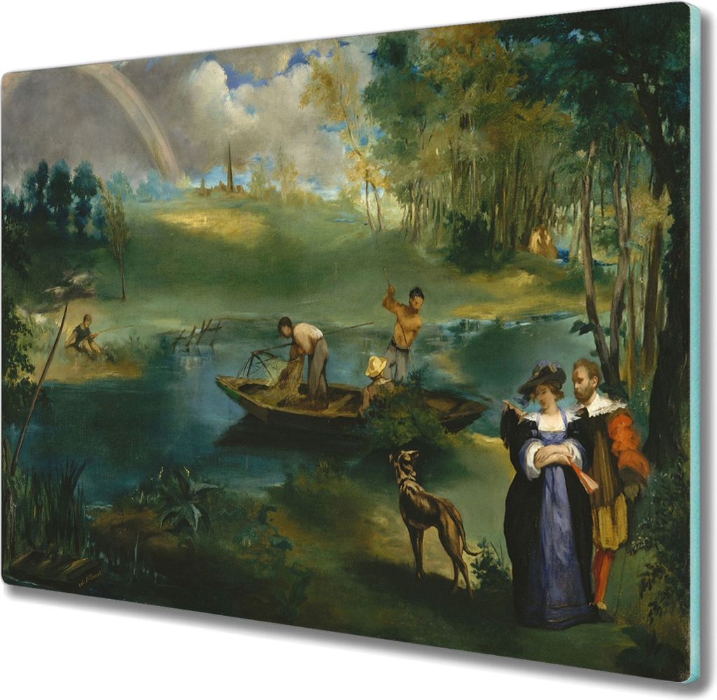 Coloray Herdabdeckplatte 60x52 cm Schneidebrett Kochplattenabdeckung Küchenbrett Hackbrett - Wald-Fluss