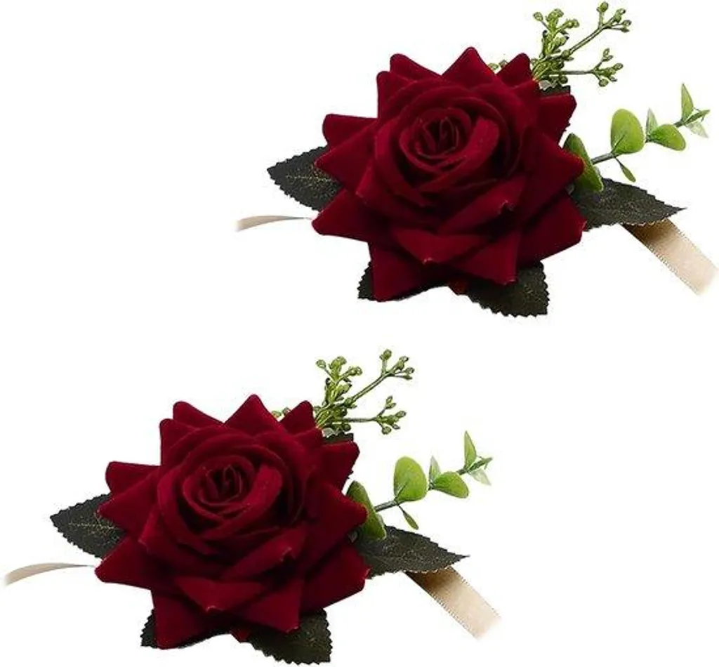 Accessoire fleurs rouges mariage pour demoiselle d'honneur et cortège 2p