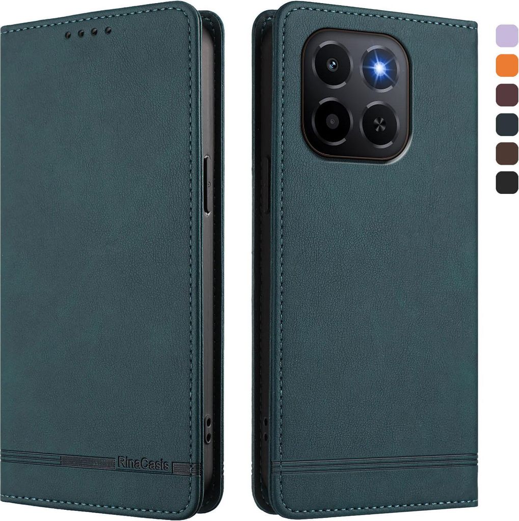 Hülle für Honor X6C, Retro Kunstleder Ständer Klapphülle mit Kartenfächer und Magnetische Grün