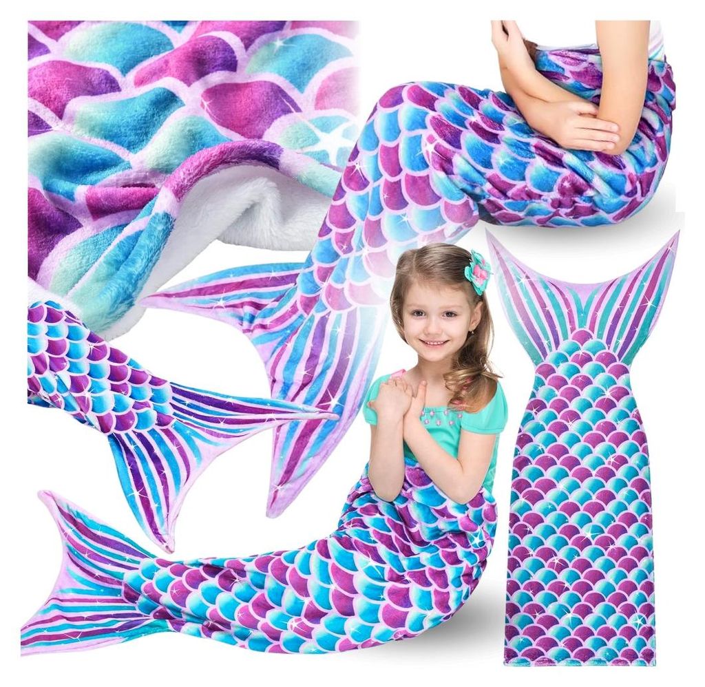 Meerjungfrau Decke Schwanz Kuscheldecke Kinder Mädchen Lila Produktbild 