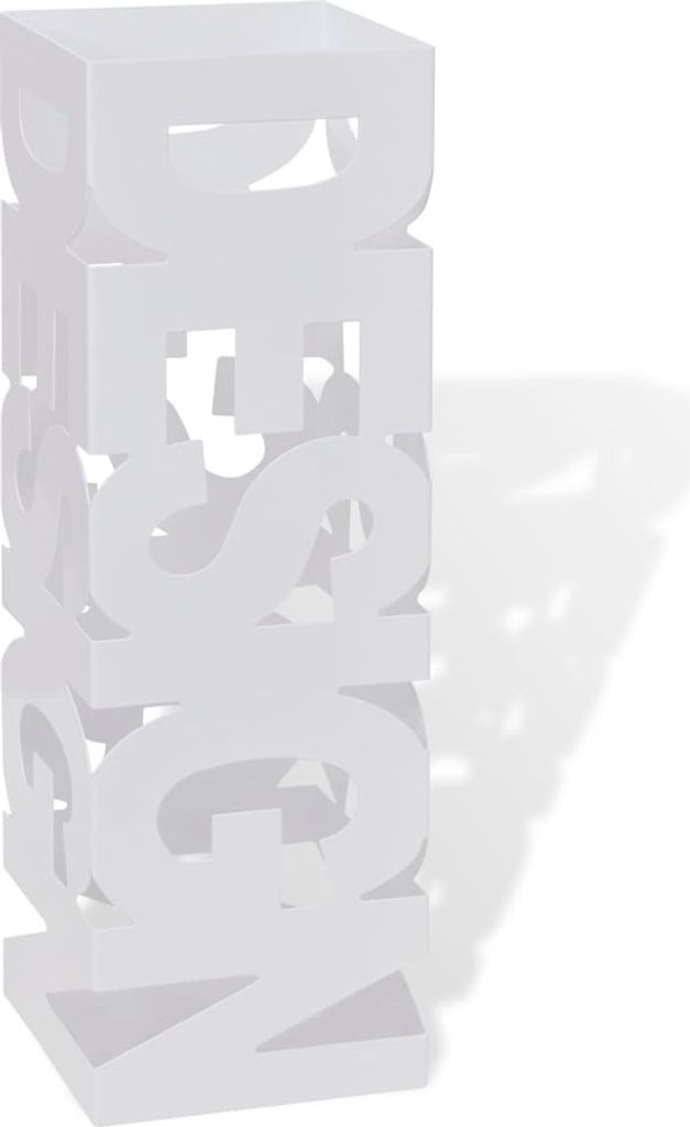 Schirmhalter Schirmständer Gehstöcke Stahl weiß quadratisch 48,5 cm