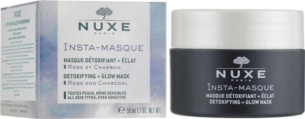A product box and jar of Nuxe Insta-Masque Detoxifying + Glow Mask.