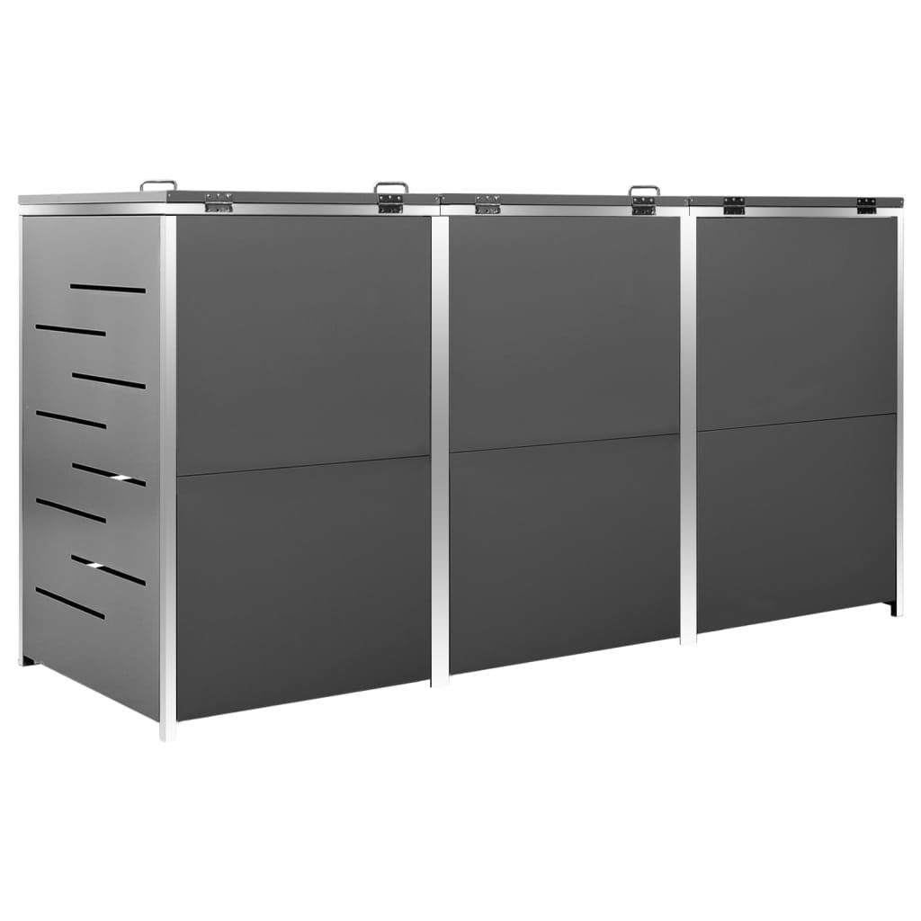 vidaXL Box na 3 koše 207x77,5x115 cm nerezová ocel Obrázek produktu 7