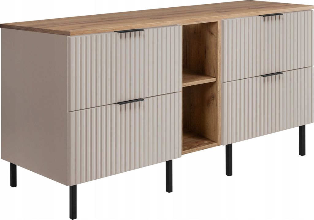 Rodan | Waschbeckenunterschrank mit Füßen - 140/73,6/46 B/H/T - Beige Matt - Badmöbel, Waschtisch, Badezimmer Schränke | Regal, Arbeitsplatte -...