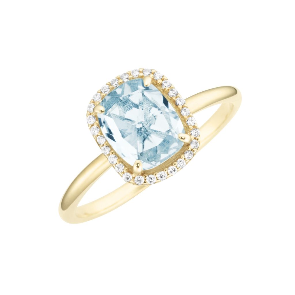 Ring Luigi Merano mit Blautopas und Zirkonia, Gold 375 Hellblau 60