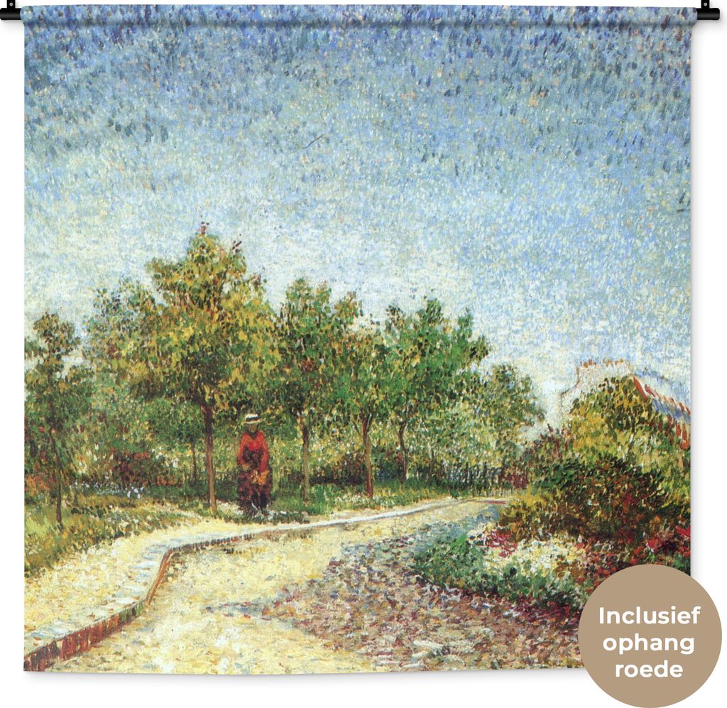 MuchoWow Wandteppich Wandbehang Allee im Park des Voyer d'Argenson in Asnières - Vincent van Gogh 120x120 cm Tapisserie Dekoration Wandtuch - Mo...
