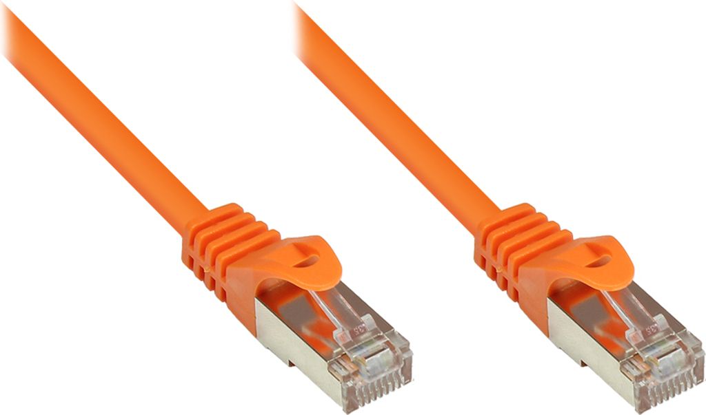 RNS Patchkabel mit Rastnasenschutz, Cat. 5e, SF/UTP, PVC, 100MHz, orange, 0,5m, Good Connections