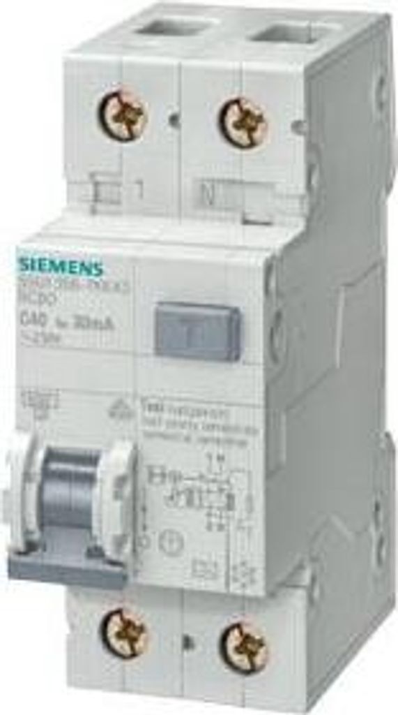 SIEMENS FI/LS-Schalter, 6 kA, 1P+N, Typ AC, 30 mA, C-Char, In: 16 A, Un AC: 230 V 5SU1356-1KK16