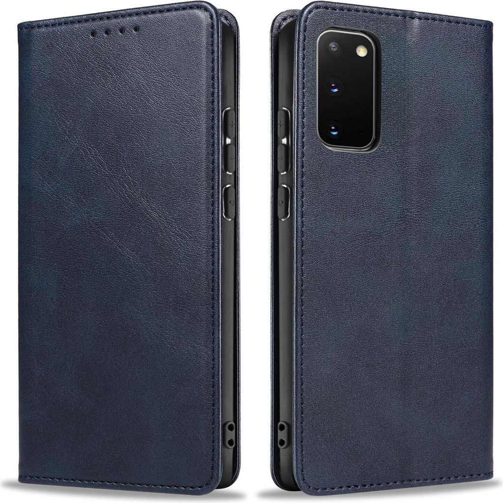 Handyhülle für Samsung Galaxy S20 Kunstleder Flip Cover Hülle Handytasche Case Kartenfach Farbe: Blau